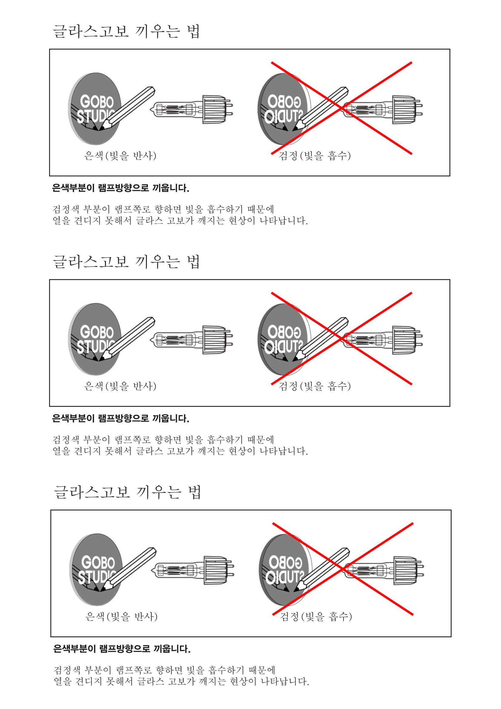 글라스 고보를 홀더에 끼우는 방법 안내